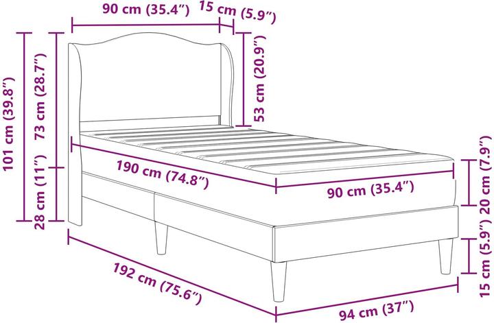 Produktbild vidaXL Moderner Bettrahmen (90 x 190 cm)