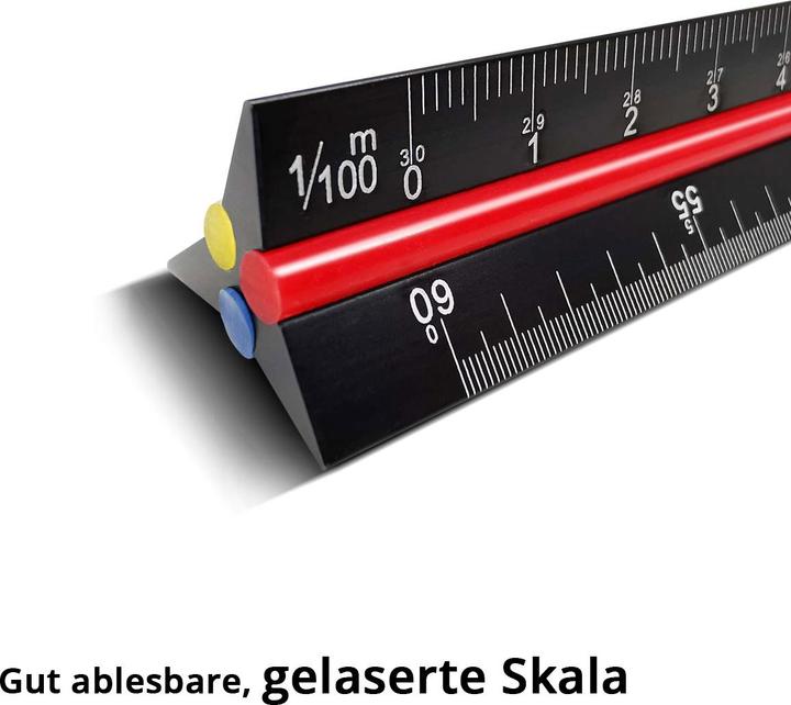 Actual product image Stahlwerk Triangular ruler set of 3 30 cm with metric scales Architect's ruler (30 cm, Steel)