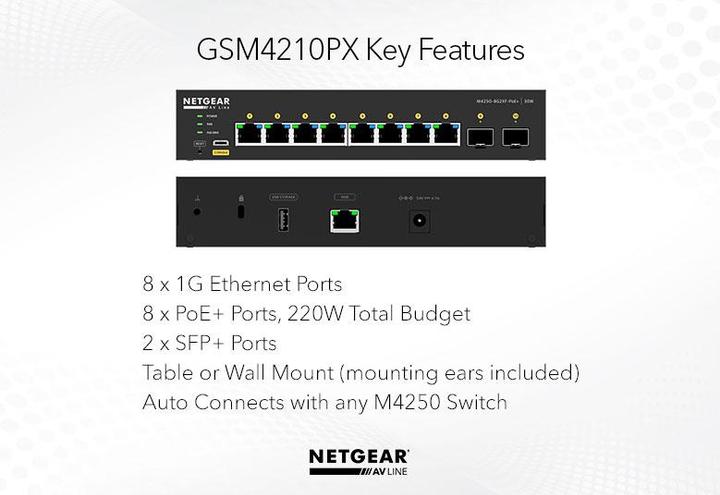 Produktbild Netgear 10PT, M4250-8G2XF-POE+, Managed Switch (10 Ports)