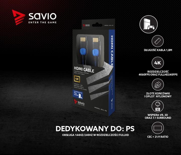 Actual product image Savio GCL-02 HDMI Cable HDMI Type A (Standard) (1.80 m)