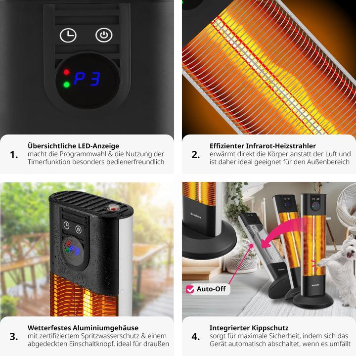 Actual product image tectake Solaris Terra 1500W infrared radiant heater with timer function (1500 W)