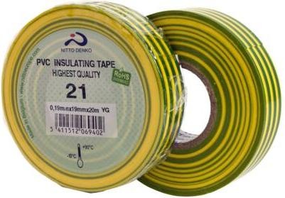 Actual product image Nitto Tape 21 Pvc 15Mmx10M Yellow/Green