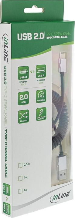 Actual product image InLine USB 2.0 spiral cable (1 m, USB 2.0)