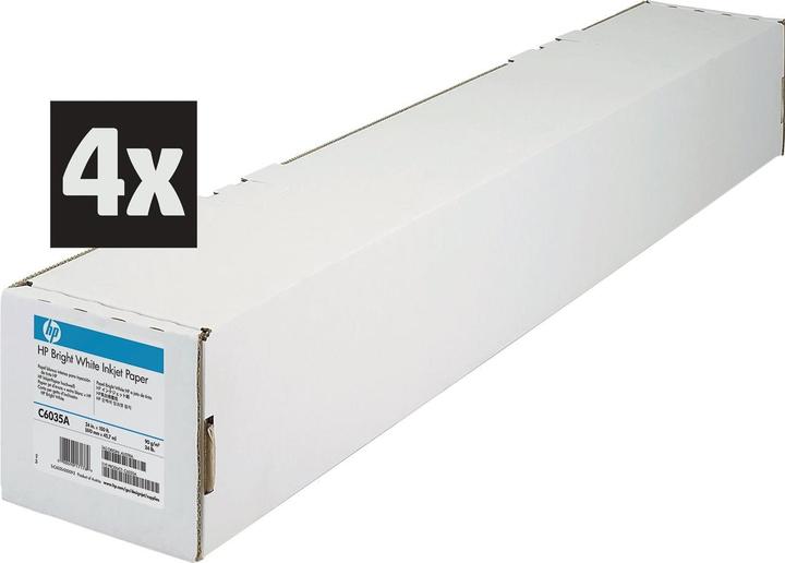 Produktbild HP Paper bright white 24inch 45m roll 4-pack (90 g/m², 4570 cm, 61 cm)
