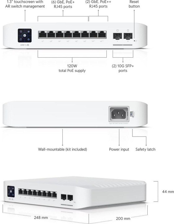 Productafbeelding Ubiquiti UniFi USW-PRO-8-POE (10 Havens)