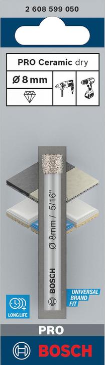 Actual product image Bosch Professional Zubehör PRO Ceramic dry drill bit, 8 x 66 mm (8 mm)