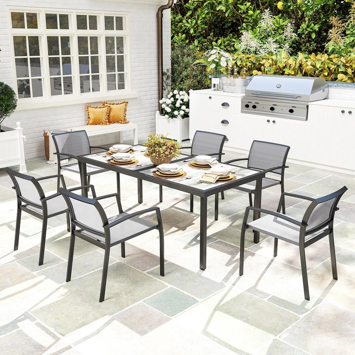 Produktbild Outsunny Gartenmöbel-Set Stahl, Kunststoff Grau