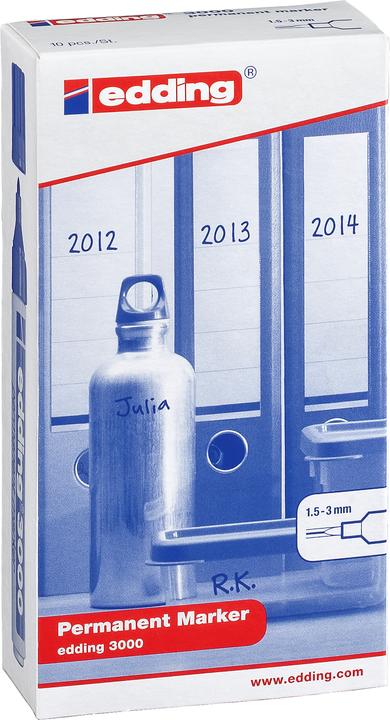 Actual product image Edding Permanent Marker 3000 1.5-3mm (Blue, 3 mm, 10 x)