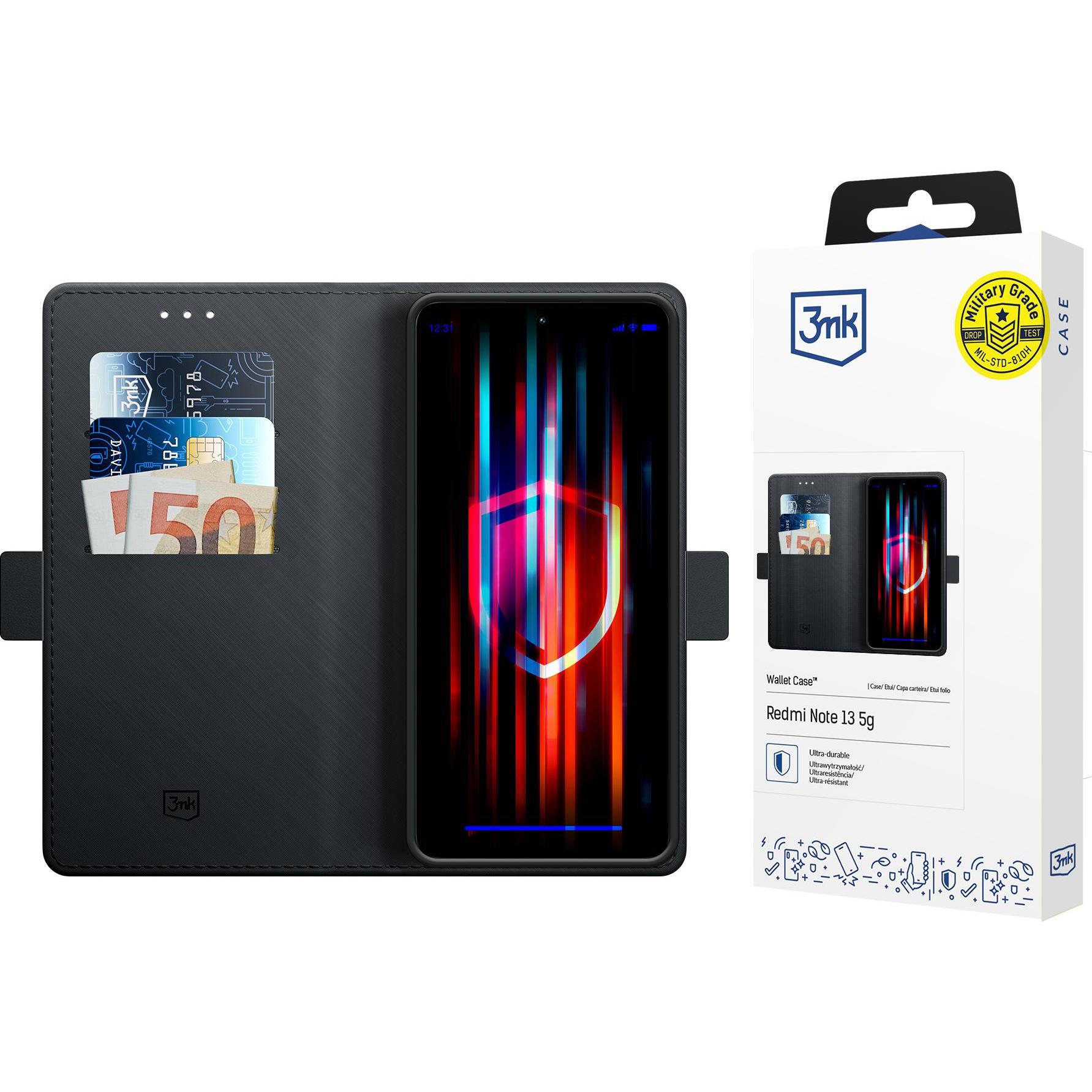 3Mk Nero Custodia A Portafoglio Redmi Note 13 5G Czarny/ (Xiaomi Redmi Note 13 5G), Cover Smartphone,