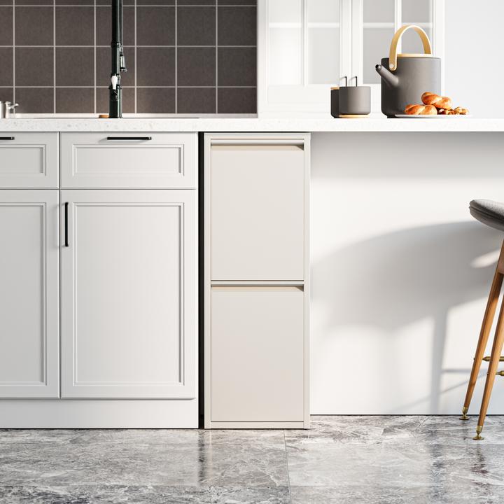 Produktbild En.Casa Mülltrennschrank Sollentuna Metall 2x14 L Pfefferweiss (28 l)