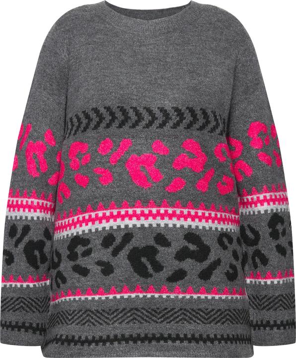 Actual product image Ulla Popken Mixed Leopard Stripe Long Sleeve Sweater (54)