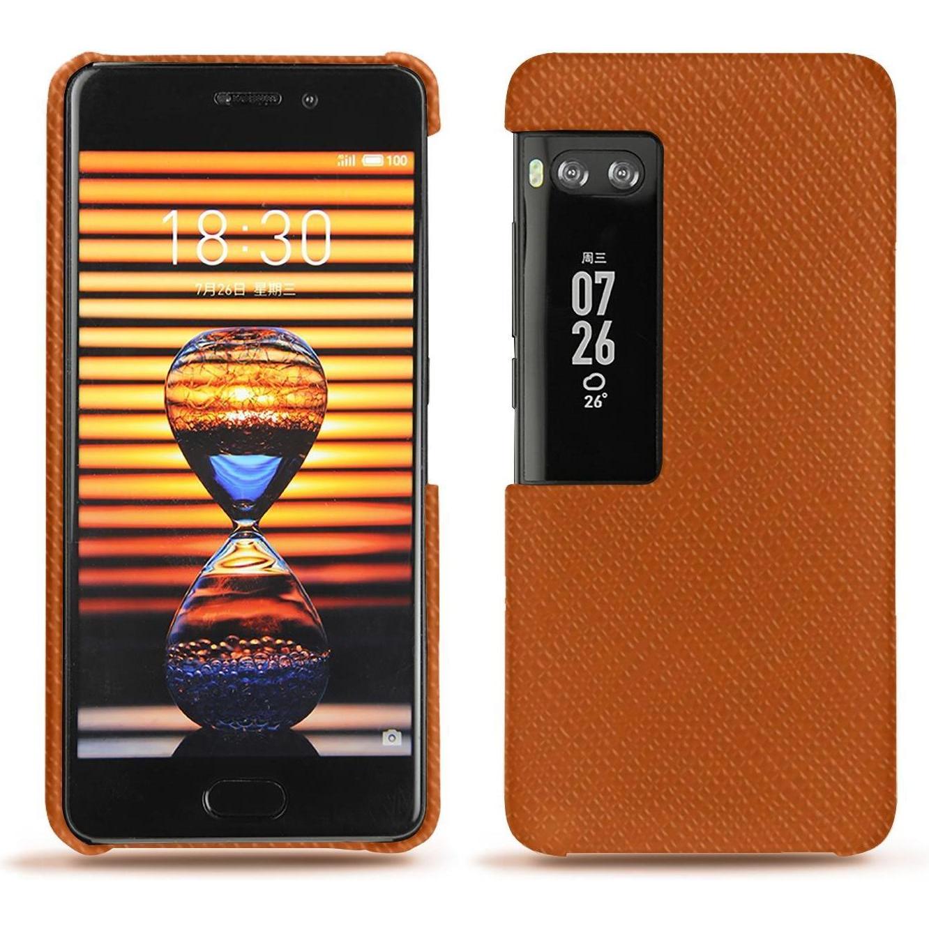 Noreve Lederschutzhülle (Meizu Pro 7 Plus), Smartphone Hülle, Orange