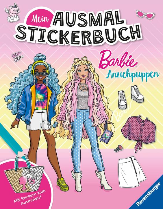 Ravensburger Mein Ausmalstickerbuch Barbie - Anziehpuppen