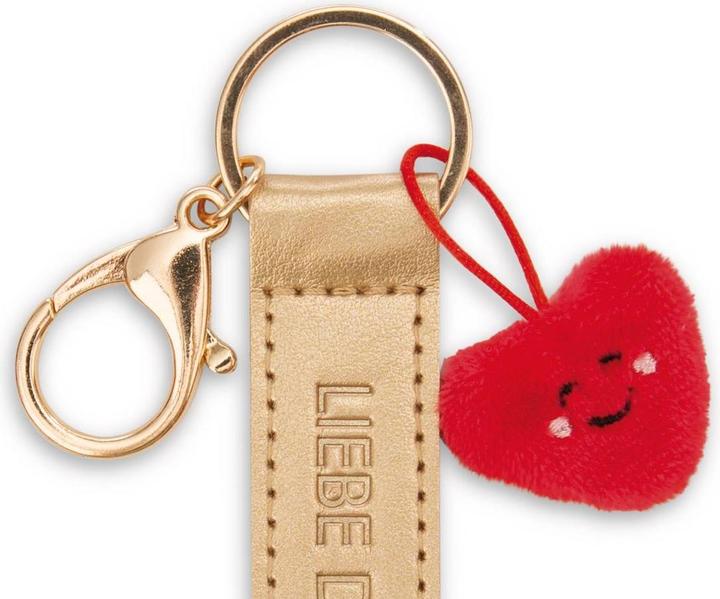 Produktbild Magni NICI Schlüsselanhänger Liebe das Leben Kunstlederband mit Herz gold 10cm