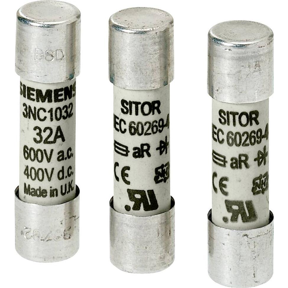 10x Siemens, Sicherung, SITOR-Zylindersicherung 10x38mm 3A 600V (Zylindersicherung, 3 A)