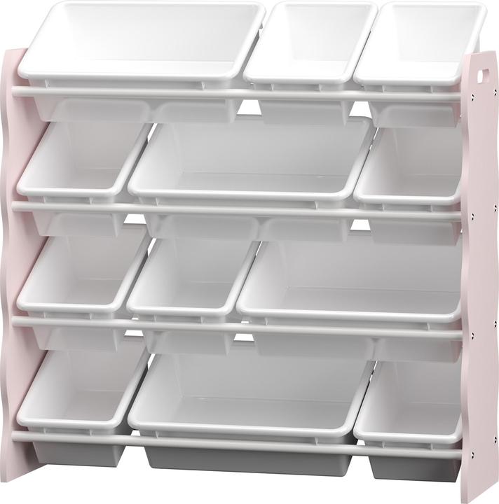 En.Casa Kinderregal Vestnes mit 12 Aufbewahrungsboxen 78x86x27 cm Cotton Candy/Weiss