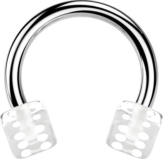 Produktbild Star Piercing Micro Circular Barbell silber mit zwei Würfel transparent (Kunststoff, ohne Messing, Chirurgenstahl 316L)