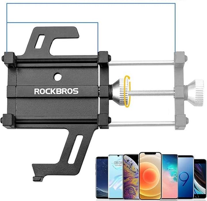 Actual product image Rockbros 699-BK Aluminium Alloy Bicycle Phone Holder - Black