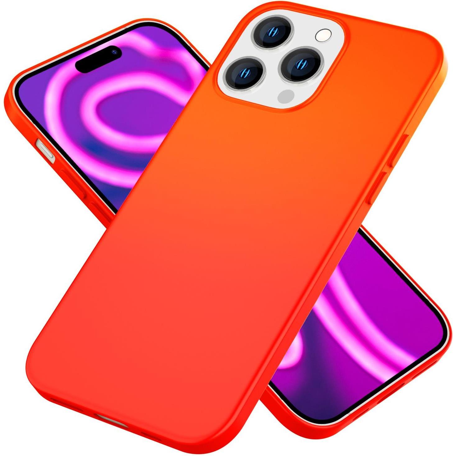 Nalia Neon Silikon Hülle (Apple iPhone 15 Pro Max), Smartphone Hülle, Orange