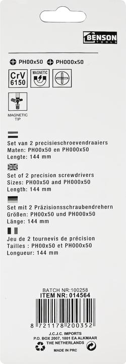 Actual product image Benson Screwdriver set precision 2 pcs Phillips