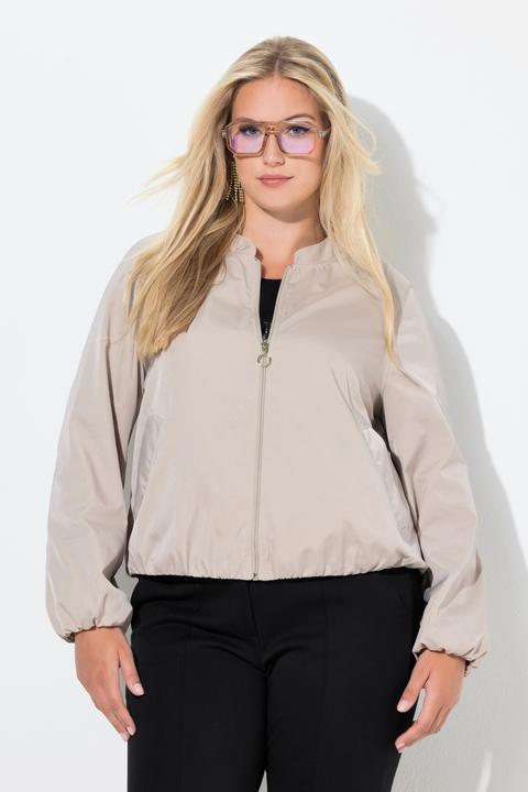 Actual product image Ulla Popken Satin-Blouson, elastischer Saum, Stehkragen (60)