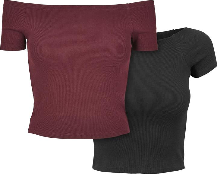 Produktbild Urban Classics Ladies Off Shoulder Rib Tee 2-Pack (L)