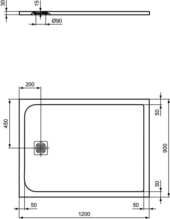 Actual product image Ideal Standard Standard Ultraflat Solid douchebak rechthoekig 120x90x3cm wit