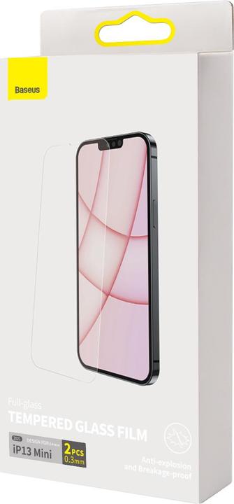 Immagine prodotto Baseus 0.3mm Full-glass Tempered Glass Film per iP 5.4inch 2021 (2pcs/pack+Pasting Artifact) Trans... (2 Pezzo/i, Apple iPhone 13 mini)