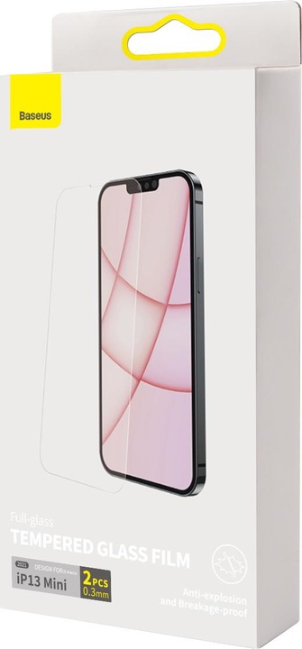 Actual product image Baseus 0.3mm Full-glass Tempered Glass Film For iP 5.4inch 2021(2pcs/pack+Pasting Artifact) Trans... (2 Piece, Apple iPhone 13 mini)