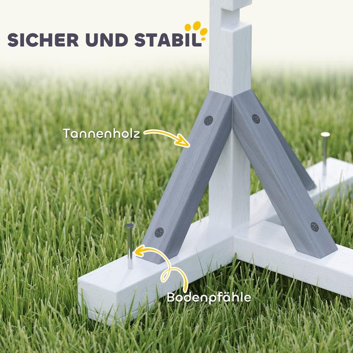 Produktbild PawHut Agility Set Tannenholz, Kunststoff Weiss (Agility)