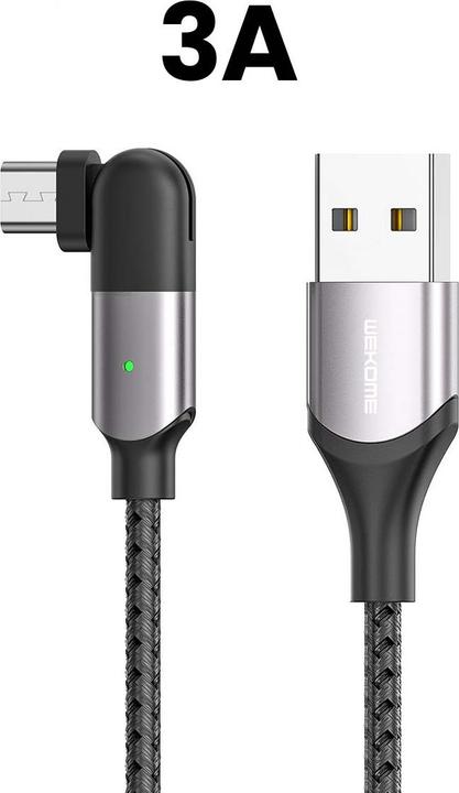 Actual product image Wekome WDC-142 Game Series - USB-A to Micro USB 3A gaming cable, 180° rotation, 1 m (cloudy) (1 m)