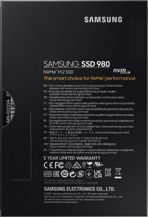 Image du produit Samsung 980 (500 Go, M.2 2280)