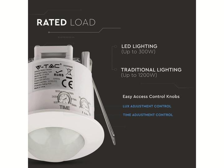 Actual product image V-TAC PIR ceiling sensor (6 m)