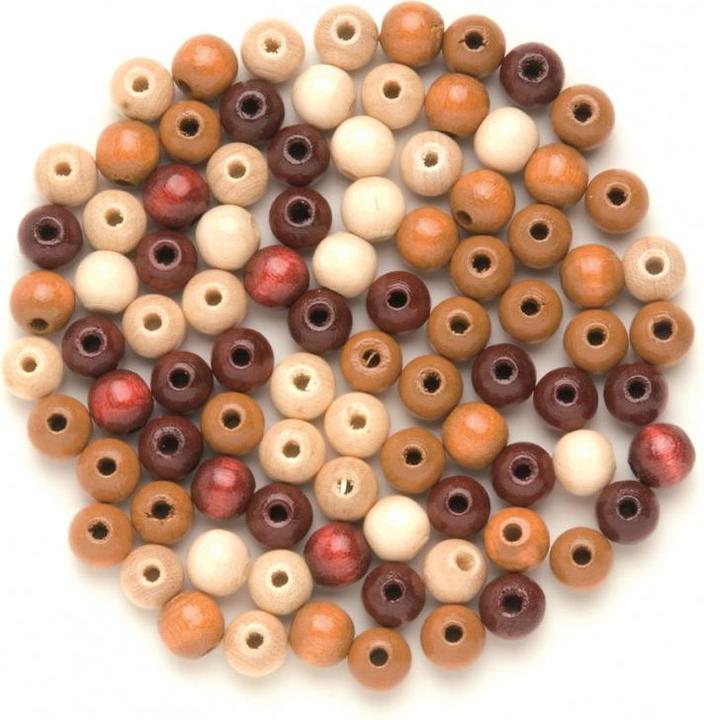 Glorex Perle en bois 6mm 118pcs brun-mixte