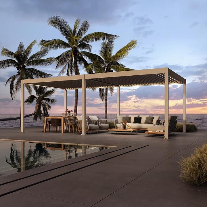 Immagine prodotto Weide elektrische Pergola 3.6x7.2m Ivory Sand mit LED (720 cm, 360 cm)