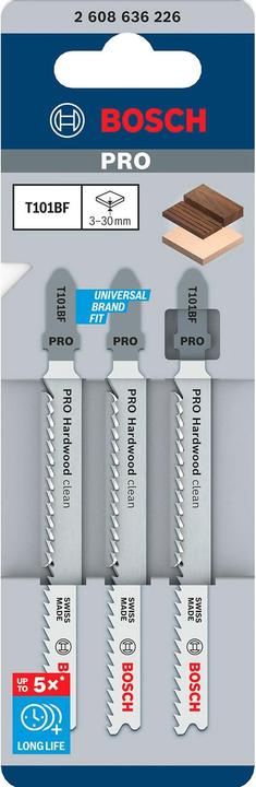 Actual product image Bosch Professional Zubehör PRO Hardwood clean T101BF jigsaw blade, 100 mm, 3 pcs.