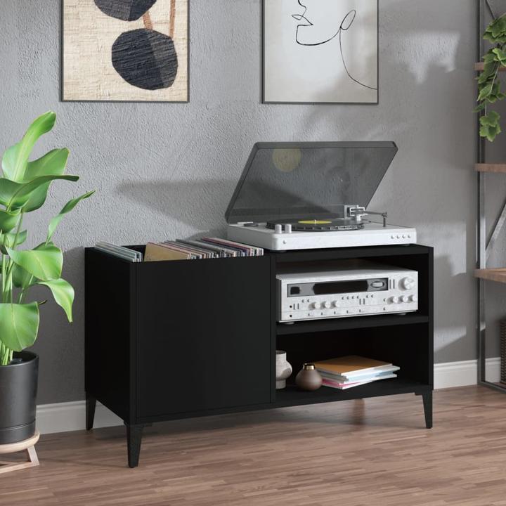 Produktbild VidaXL Plattenschrank Schwarz 84,5x38x48 cm Holzwerkstoff (84.5 x 38 x 48 cm)