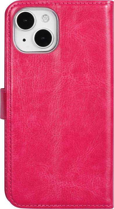 Actual product image UNIQ Accessory Case iPhone 15 - Book Case faux leather hot pink No.707 (Apple iPhone 15)