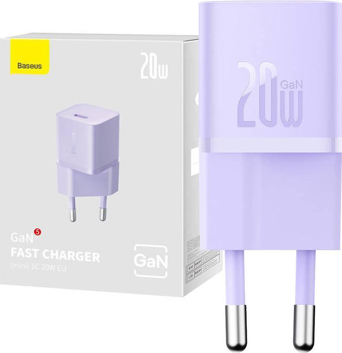 Image du produit Baseus Mini chargeur mural GaN5 20W (violet) (20 W, 1 portion)