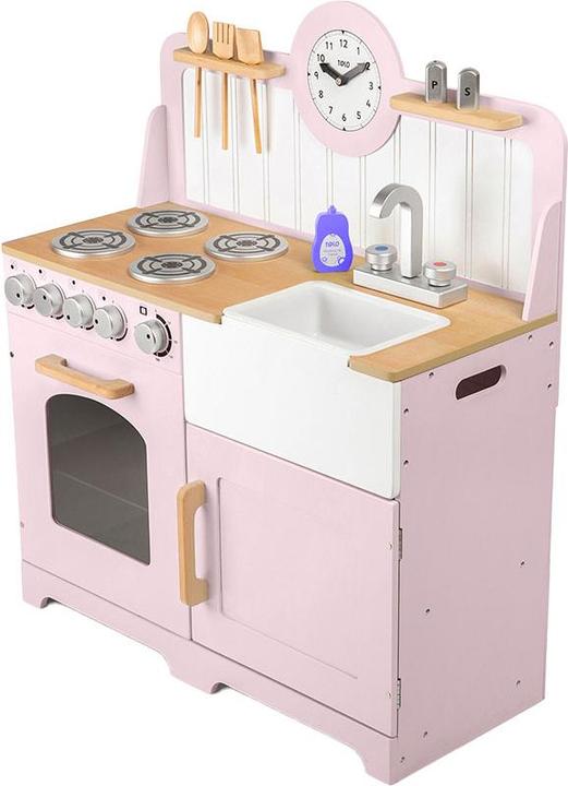 Bigjigs Tidlo Holzspielküche Rural Pink, 7-teilig.