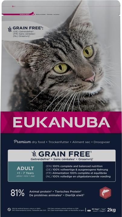 Actual product image Eukanuba Grain Free Adult Salmon - dry cat food - 2kg (Adult, 2000 g)