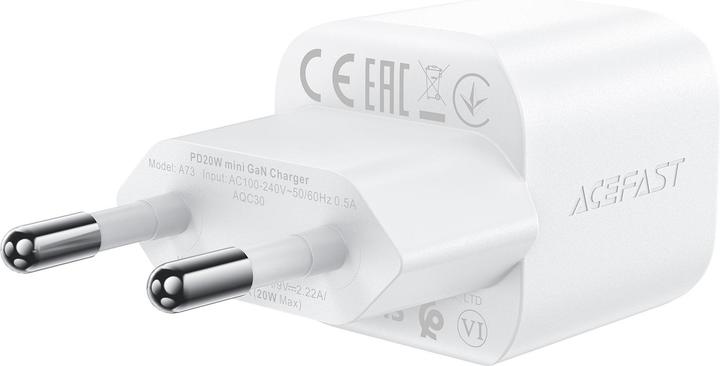 Produktbild Acefast A73 Mini PD 20W GaN-Wandladegerät + USB-C-Kabel – Weiss (20 W)