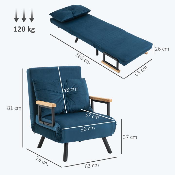 Immagine prodotto Homcom Schlafsofa Stahl, Polyester Blau