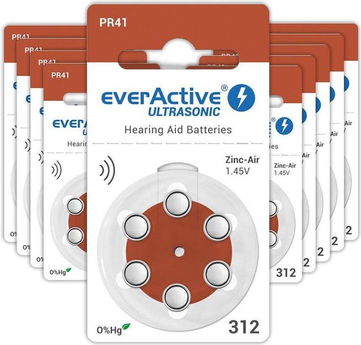 Immagine prodotto Everactive Ultrasuoni 312 - Batterie per apparecchi acustici (60 pz., A312, 100 mAh)