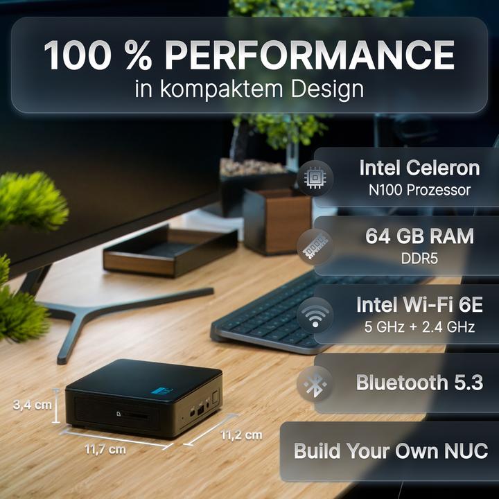 Produktbild Concept International FutureNUC Pro Entry NUC N150CP-NO-0/0W6E, Mini PC, Ethernet/LAN, Wi-Fi 6 (802.11ax), 45 W (Intel N150)