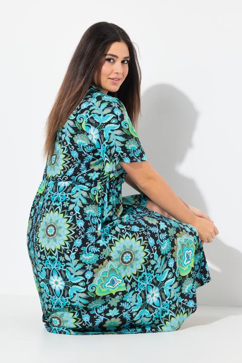 Produktbild Ulla Popken Midikleid, A-Linie, V-Ausschnitt, Ballon-Halbarm (50, 52)