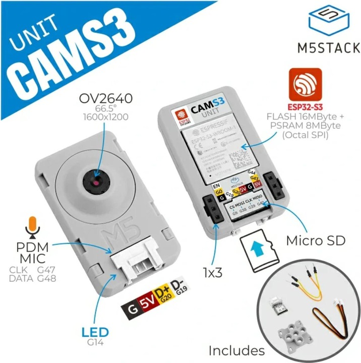 Actual product image M5Stack CamS3 Wifi Camera Unit OV2640