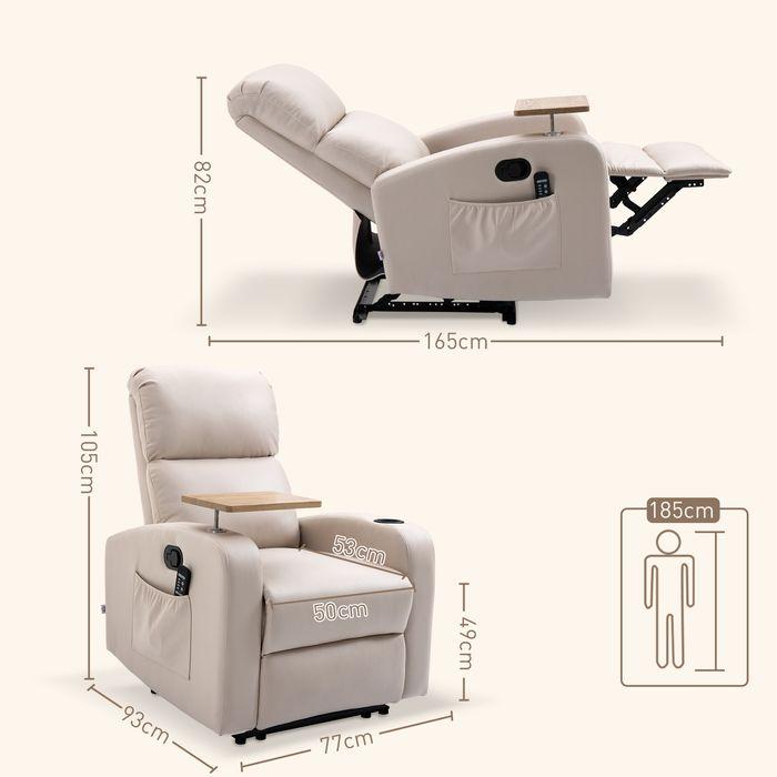 Actual product image Swisshandel24 Relaxsessel mit Massage und FB, Fernsehsessel, Mikrofaser, Beige