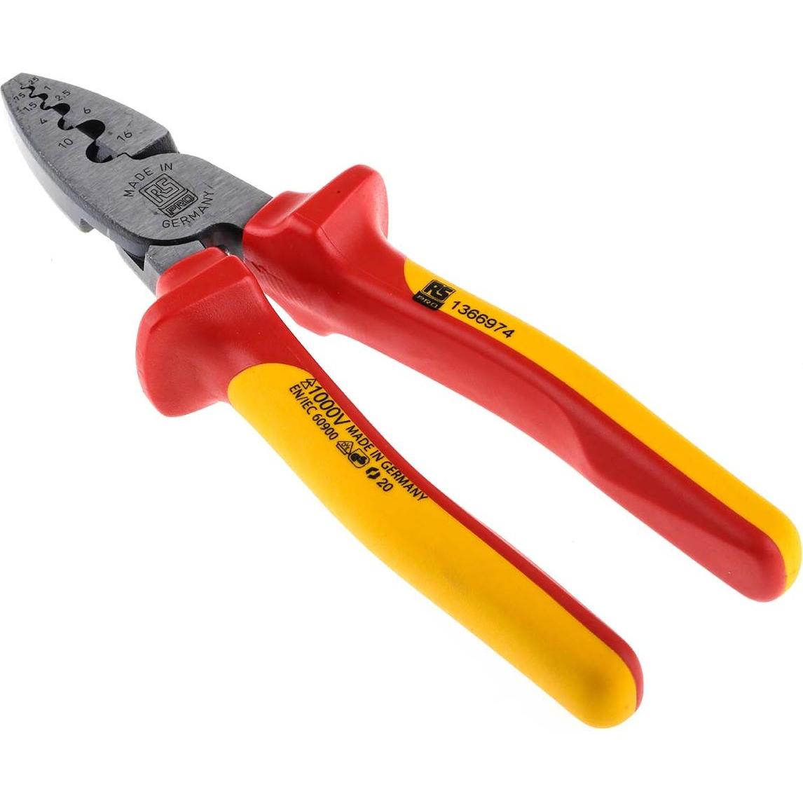 Rs Pro, Zange, VDE Crimping pliers for wire end ferrule (215 mm)