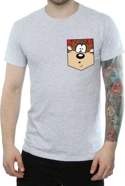 Image du produit Looney Tunes - T-shirt TASMANIAN DEVIL FACE FAUX POCKET - Homme (M)